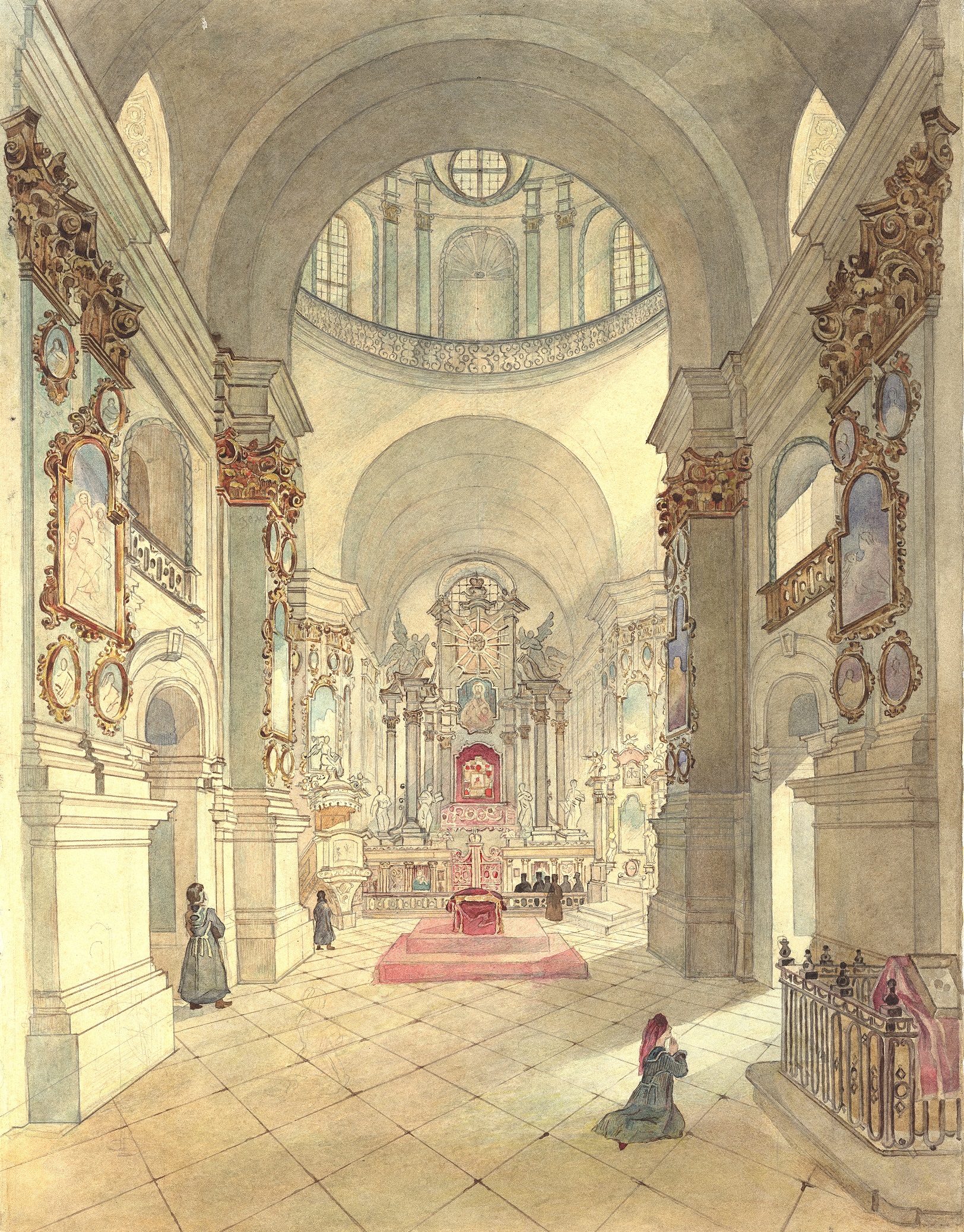 Pochaiv Lavra (Interior View), 1846, watercolour